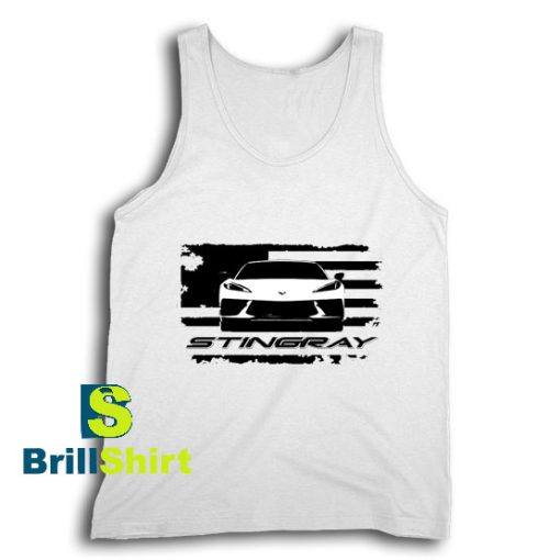 Get It Now White C8 Stingray Tank Top - Brillshirt.com