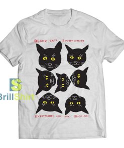 David Shrigley Black Cat Everywhere T-Shirt