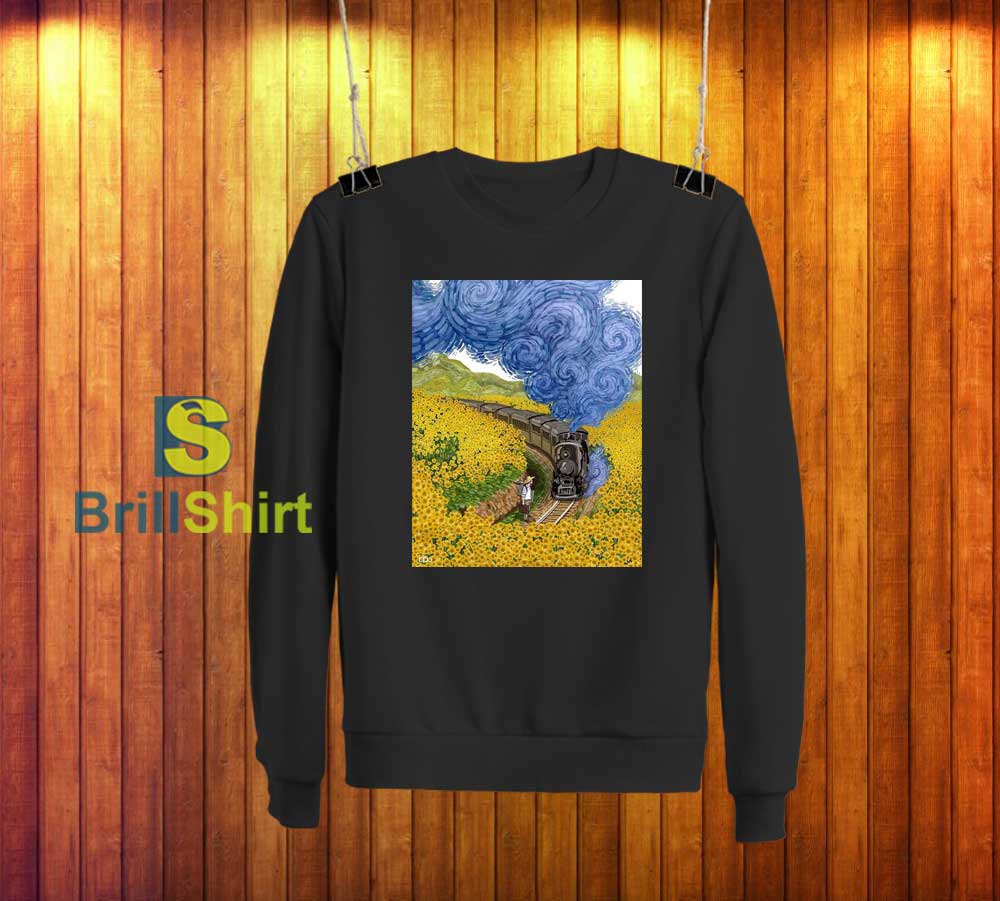 Van Gogh Train Smoke In The Middle Sweatshirt Van Gogh Train Smoke In The Middle Sweatshirt