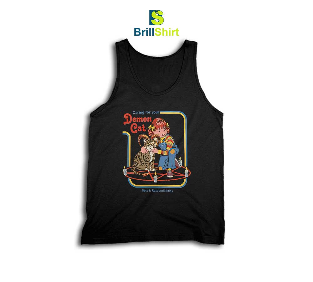 Parody Caring For Your Demon Cat Tank Top Parody Caring For Your Demon Cat Tank Top