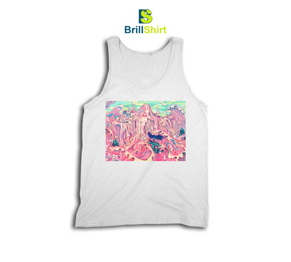 James Jean Pink Wavy Girl Tank Top James Jean Pink Wavy Girl Tank Top