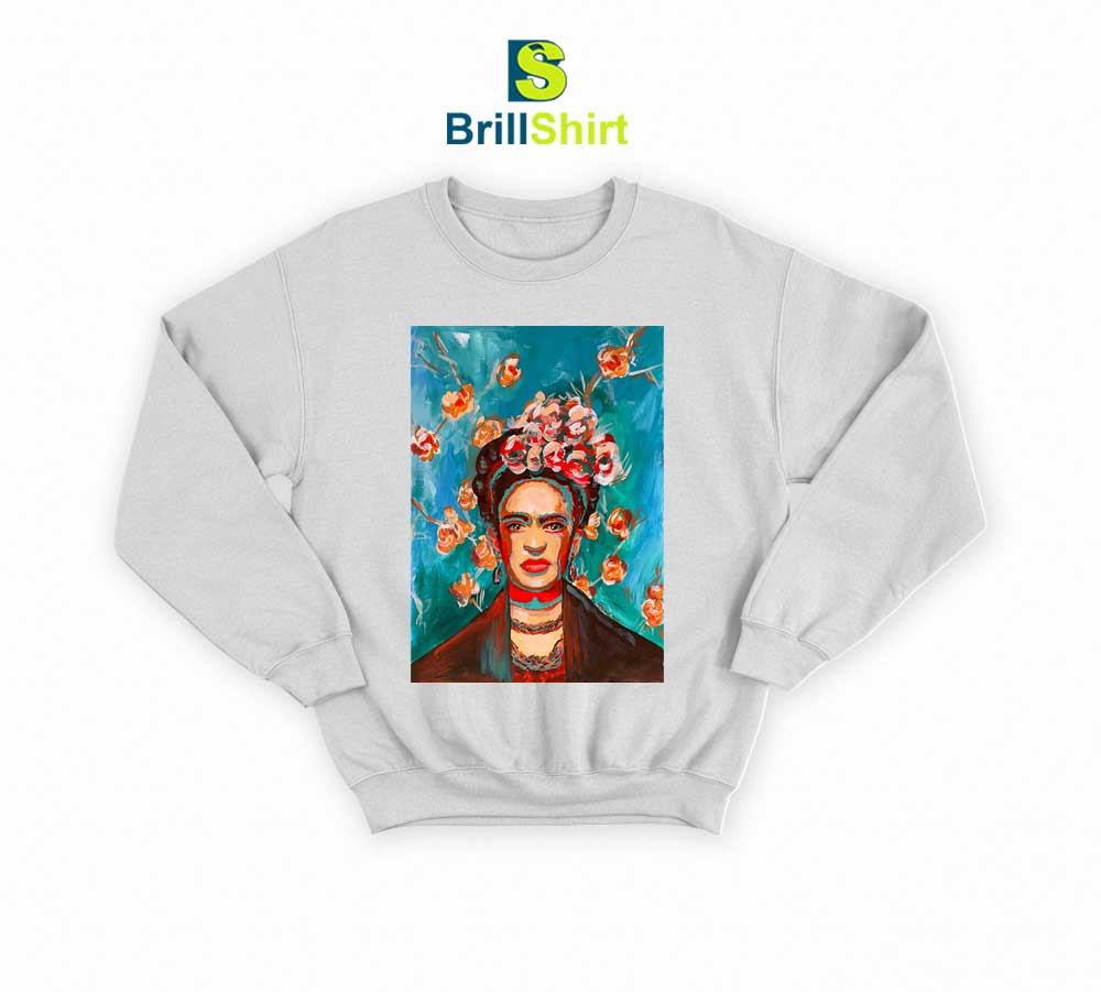 Frida Kahlo Potrait On Model Sweatshirt Frida Kahlo Potrait On Model Sweatshirt