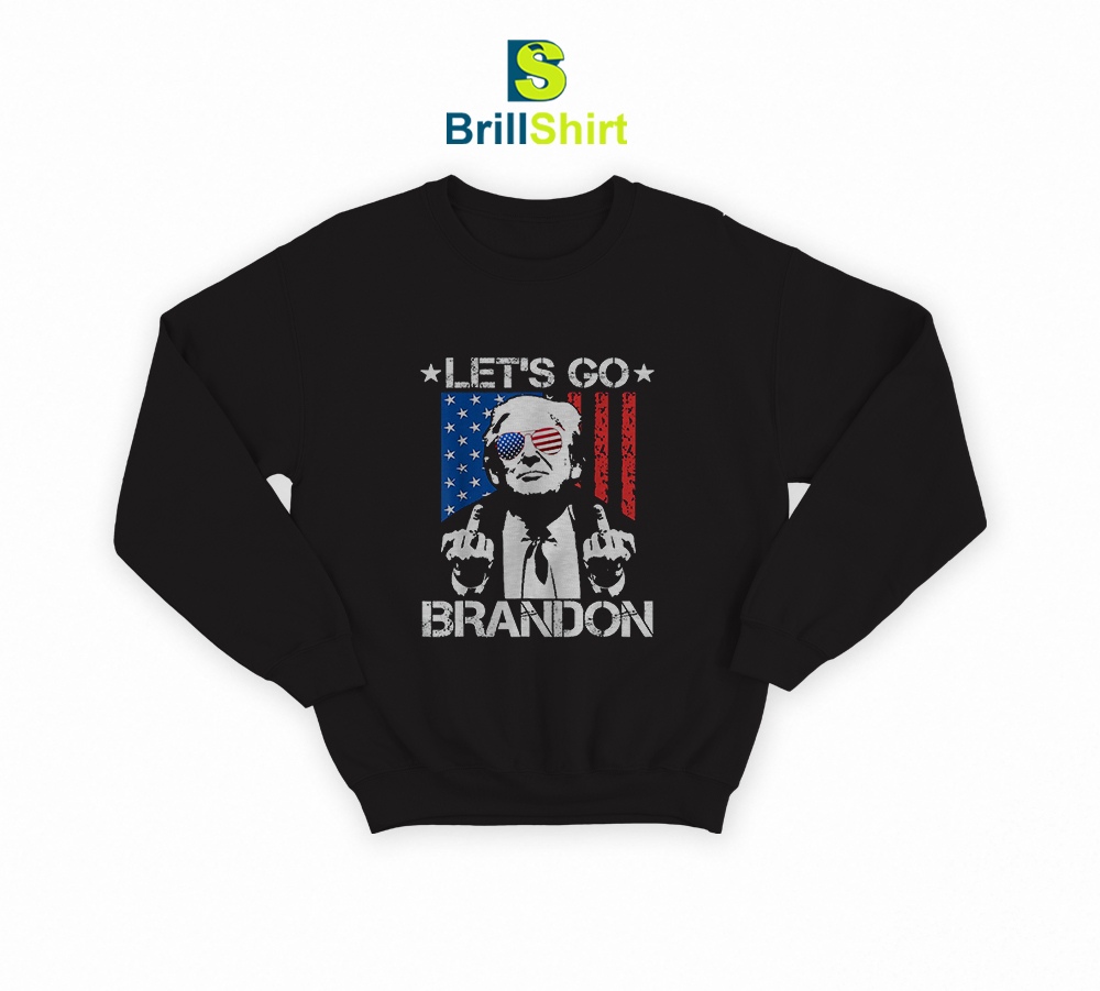 Let's Go Brandon Trump Middle Finger Flag Sweatshirt Let's Go Brandon Trump Middle Finger Flag Sweatshirt