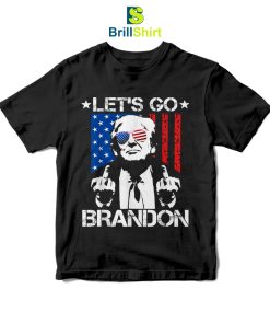 Let's Go Brandon Trump Middle Finger Flag T-Shirt