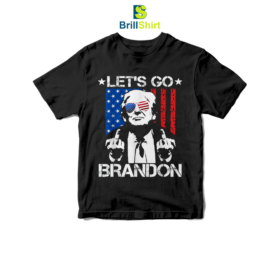 Let's Go Brandon Trump Middle Finger Flag T-Shirt Let's Go Brandon Trump Middle Finger Flag T-Shirt